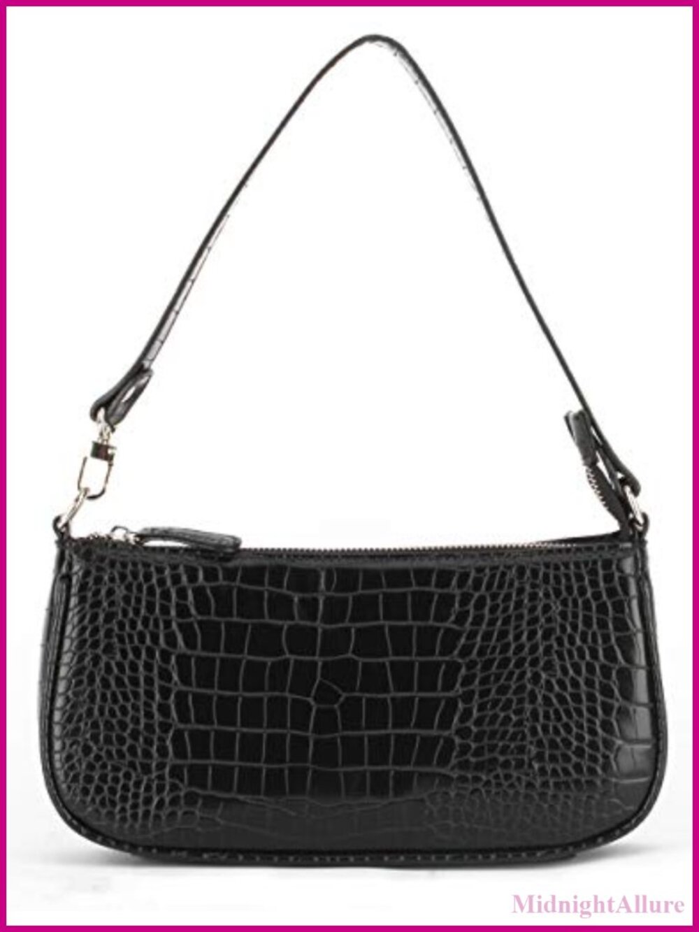 Crocodile Effect Faux Leather Clutch Shoulder Bag Classic Handbag
